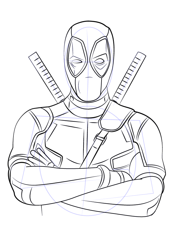 how to draw Deadpool step 9