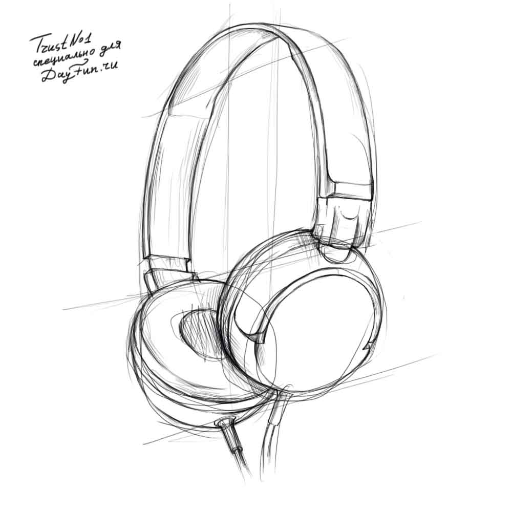 How to draw headphones step by step 3