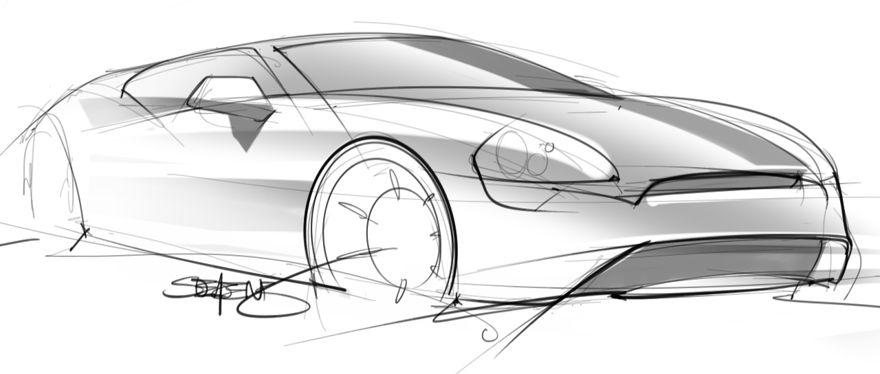car sketch with basic reflections