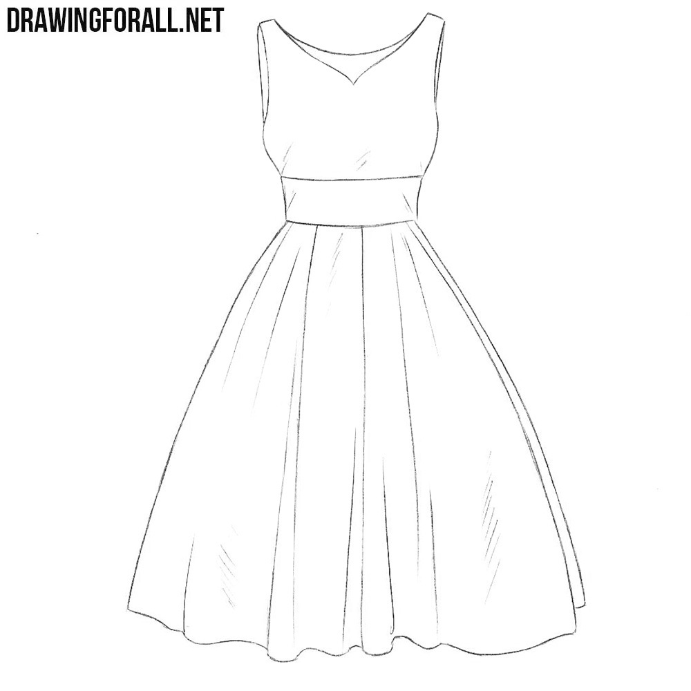 how to draw a Dress step by step for beginners