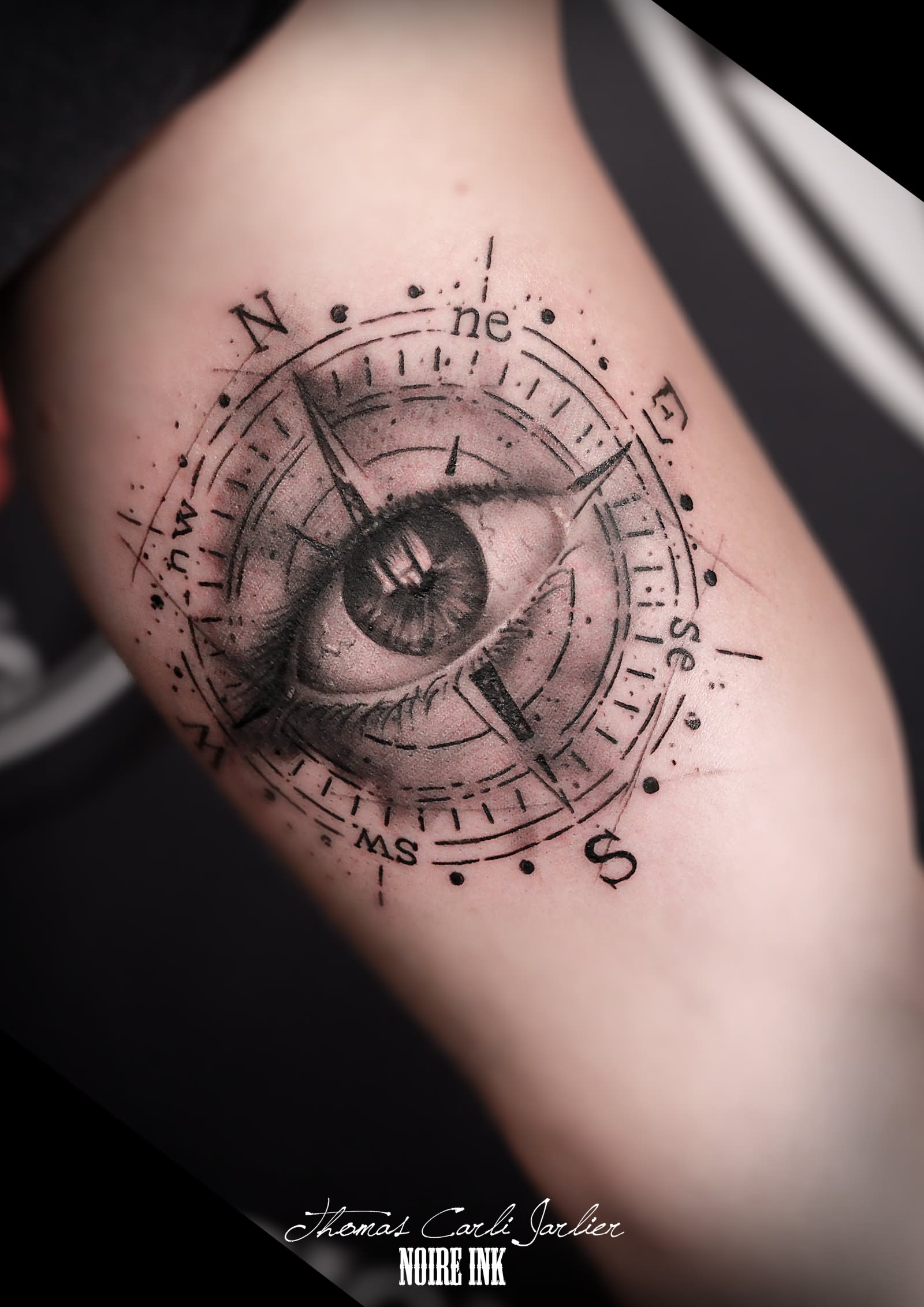 Eye In Compass Tattoo Design For Sleeve