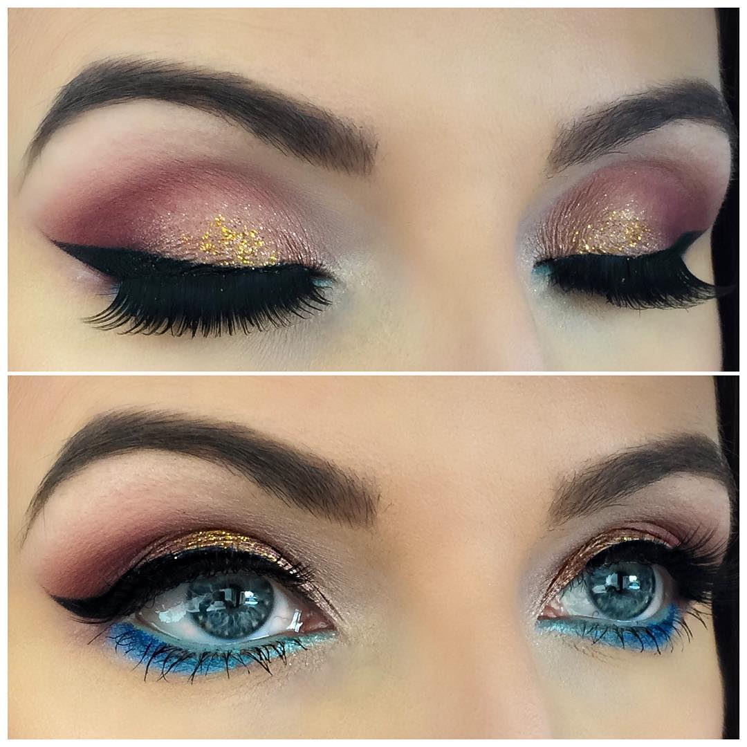 Golden Glitter Eye Makeup For Parties 