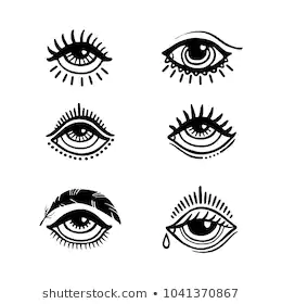 set hand drawn eyes doodle 260nw 1041370867