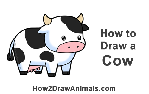 how to draw a cute cartoon cow